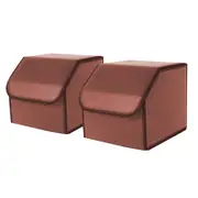 SOGA 2X Leather Car Boot Collapsible Foldable Trunk Cargo Organizer Portable Storage Box Coffee Small