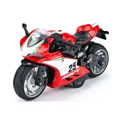 Catzon Pull Back Motorcycle Toys 1/12 Scale with Music Light for Boys Kids Red