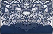10pcs Pearl Paper Floral Invitation Cards Invitation Holders with Blank Inner Sheet for Wedding Birthday Party Anniversary Blue with Inner Sheet