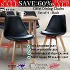 Artiss Dining Chairs Set of 4 Black Leather Eiffel DSW Kitchen Wooden Seat Black