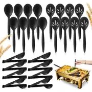 RayPard Reusable Plastic Serving Utensils Set of 24 Wheat straw Large Serving...
