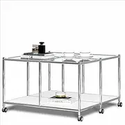 [Simplink] Coffee Table with Open Storage, Multi-Use Square Coffee Table with Open Storage - Perfect for Home, Office, Or Bedroom (Matte White)