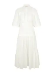 Lovebirds Cotton Midi Dress - Ivory - XS (UK8) XS (UK8)
