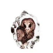 MATS JONASSON Owlets - Hand Painted - Swedish Art Glass Sculpture 34201
