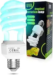 TobeBright UVB Bulb E27 26 W AC220-240 V E27 UV UVB Reptile Terrarium Lamp Fluorescent Lamp UV UVB 5.0 Lamp Terrarium for Aquarium, Glass Container, Feeder, Turtle, Snake, etc. (1 Piece)