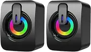 Computer Speakers Wired - Wired 1 Pair Mini Desktop Audio | Reliable Plug And Play Speakers For Computer Desks TV Entertainment Bedside Use, Compact Design With Crisp Sound Quality And User-Friendly C