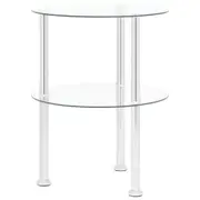 2-Tier Side Table Transparent 38 cm Tempered Glass vidaXL