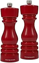Cole & Mason London Beech Wood Salt and Pepper Mill Set - Precision+ Carbon/Ceramic Mechanisms | Adjustable Grind | Beech Wood | Salt and Pepper Adjustable Grinders | 18 cm | Gift Set | Red Gloss