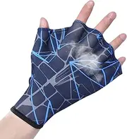 Water Gloves for Swimming,Half-Cut Aquatic Fitness Training Hand Fins | Swim Hand Fins Unisex for Men Women Adult Children Diving Snorkeling, Breathable, Light