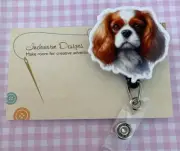 Retractable badge holder ID TAG dog breed Cavalier King Charles spaniel