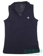 New W/ Logo Womens Puma Cloudspun Coast Sleeveless Polo Small S Blue MSRP $55