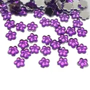 1000 Dark Purple Acrylic FlatBack Mini Flower Gems Rhinestones 4mm