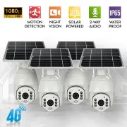 4x Elinz Wireless Solar Security 4G IP 1080P PTZ Outdoor Camera CCTV Waterproof Built-in Battery Pan Tilt Digital Zoom