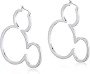 [Disney] Women's Mickey Outline Hoop earrings Hoop Earrings, Silver, 6CM
