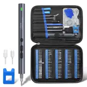 120 in 1 Precision Electric Screwdriver Set 350mAh Lithium Battery 180 RPM Motor 100 Precision Bits Ergonomic Design LED