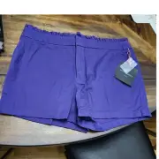 NWT Cynthia Rowley paperbag/ ruffle top shorts sz 10 purple