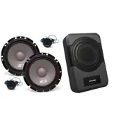 Alpine SXE-1751S 6 1/2" 2-Way Component Speakers (Pair) w/ PWE-S8 Powered 8in...