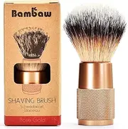 Bambaw - Synthetic Shaving Brush Rose Gold | Vegan Shaving Brush | Razor Bumps Treatment for Women | Shaving Brush in Metal for Ingrown Hair and Razor Burn Treatment| Pre Shave Exfoliator for Women