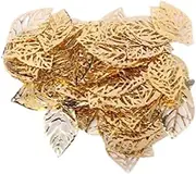 [Generic] Metal Leaves 100Pcs Hollow Leaf Charms Crafts Leaf Flake Ornaments Pendant for DIY Jewelry Making Hairpin Headwear Tree Leaf