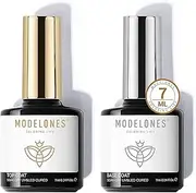 [Modelones] 7ml Base and No Wipe Top Coat, Gel Nail Polish Top Coat Set, For Nail Art Design Soak Off UV Color Lacquer