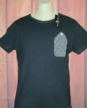 MENS MARC ECKO CUT & SEW NAVY BLUE PAISLEY POCKET T-SHIRT SIZE M