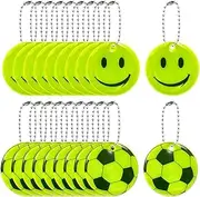 WADY Safety Reflector Pendants, Reflective Keychains, 20 PCS Night Light Soccer and Smile Face Safety Reflector for Cycling, Walking, Running, Backpack (5cm/1.96in)