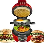 Breakfast Sandwich Maker, Hamburger Press Baking Machine, Electric Burger Maker Machine, Mini Maker Round Griddle Breakfast Machine for Hamburger, Croissants, Waffles Egg Mcmuffin Maker