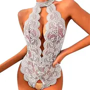 [Generic] Bodysuit Lingerie for Women with Robe Women Fashion Lingerie Roleplay Lingerie Sexy Women Costumes Red Plaid Lace Lingerie Xmas Lingerie for Women