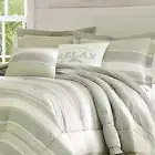 Tommy Bahama Comforter Set King Size Polyester Fill Striped in Green 5-Piece
