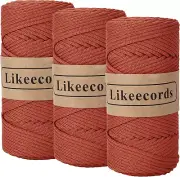 3 Skeins of 4Mm Polyester Braided Macrame Cord 140Yard /426Feet,Elastic Yarn for
