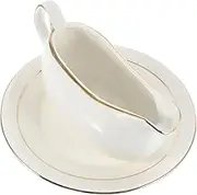 WATIIFUFU Ceramic Sauce Boat Tray Large Condiment Boat for Steaks and Salads White Gravy Bowl for Use