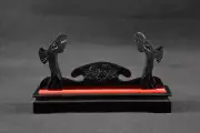 Wood Japanese Samurai Sword Katana Tanto Holder Stand Display Rack Dragon Carved