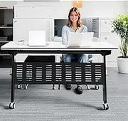 Office Conference Room Table with Caster Wheels Folding Conference-Table Flip Top Mobile Meeting Desk for Classr Home Training Or Breakroom[not Included Chair ](1-Pack,47"/120cm)