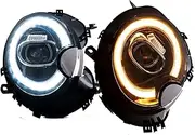 Automobile headlamp assembly, LED Headlight Assembly Compatible For BMW Mini Cooper R56 R57 R58 R59 2007-2013 Car Styling Headlamp Turn Signal Hi/Lo Beam Front Light(Large)