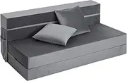 qorkhogr 4-in-1 Sofa Bed,Convertible Sleepers Sofa Chair Bed with Pillow Foldable Couch Bed Floor Bed Mattress for Home Living Room Bedroom Dark Gray