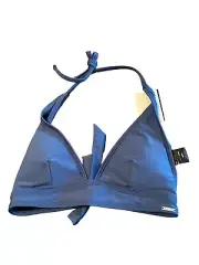DKNY Size M Blue Tie Halter Tie Back Bikini Top - New