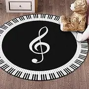 Washable Rug for Living Room Bedroom Kitchen Home Office Short Pile Style Carpet Non Shedding ø 160 Modern Minimalist Black White