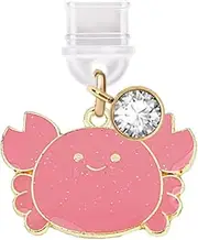 ELISE & FONDA TP657 Type-C Charging Port Anti Dust Plug Little Crab Cell Phone Charm for iPhone 15/16/Samsung/OnePlus/Xiaomi/oppo Android Phones (Pink)