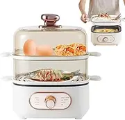 1200W Electric Steamer, 2-in-1 Rice Cookers with 2 4L Detachable Steaming Layers and 2.5L Bottom Pot, Non-Stick, Household Food Steamer & Electric Hot Pot for Vegetables, Meats, Hot Pots, Buns