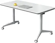 Conference Room Table, Rectangular Training Table, Modern White Conference Table Meeting Tables with Silent Wheels(1 Pcs,160cm)