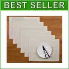 Set of 6 Handcrafted Linen Hemstitch Placemats - 14x19 Light Natural Elegance
