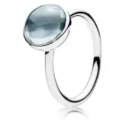 NEW Authentic Pandora Silver Blue CZ Large Poetic Droplet Ring Size 48 190982NAB