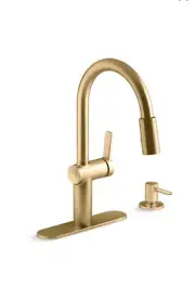 KOHLER Koi Vibrant Brushed Moderne Brass Single Handle Pull-down Kitchen Faucet