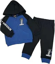 [HARLEY-DAVIDSON] Little Boys' 2-Piece Fleece Hooded Toddler Jog Set- Blue & Black