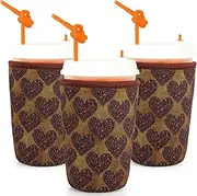 Occintex Reusable Insulated Cup Sleeve for Iced Coffee & Cold Drinks, Reusable Neoprene Beverage Holder, Medium 22-28oz, Pack of 3