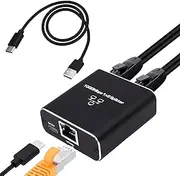 Ethernet Splitter 1 to 2 Gigabit RJ45 Ethernet Splitter 1000Mbps RJ45 Network Switch 8P8C LAN Internet Extender 1 in 2 out Adapeter with USB Cable for Computer Hub,Router