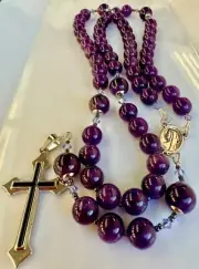 Rosary Beads For Men, Larger Beads, Amethyst, Purple, Silver, Swarovski, H/made