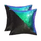 Reversible Sequin Pillow Covers Set of 2, Mermaid Decorative Pillowcases, Mag...