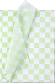 WRAPAHOLIC Green Checkered Tissue Paper - 60 Sheets 14 x 20 Inch Green Plaid Tissue Paper Bulk for Birthday Baby Shower Wedding Art Craft Party Favor Decoration