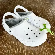 Crocs Baya Lined Clog Women's 11 Men's 9 White/Light Grey New